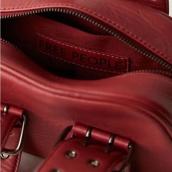 NWT Free People Say Yes Leather Bag in Oxblood - Picture 6 of 7